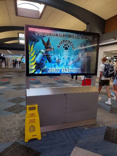 The PIT airport, with an Anthrocon monitor